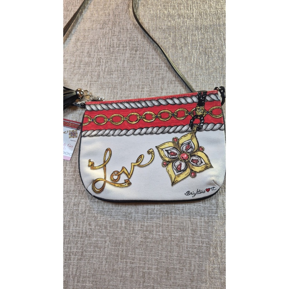 Brighton Glitter And Go "LOVE" Crossbody Purse Pouch Bag With Tassel NWT
